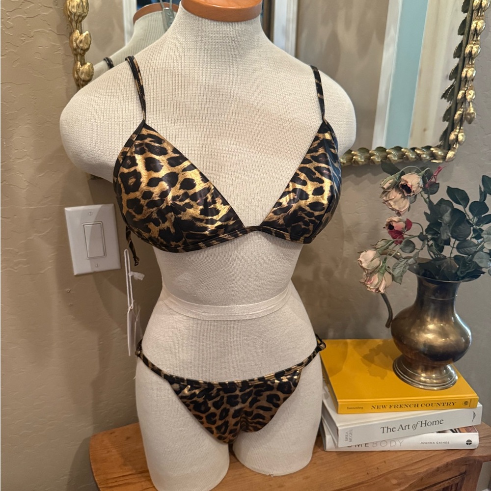 NWT good American leopard bikini l/xl